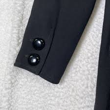 Valentino Boutique Women's Collared Button Up Black Jacket Coat