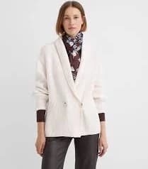 Loft Women's Petite Ribbed Double Breasted Cardigan Sweater