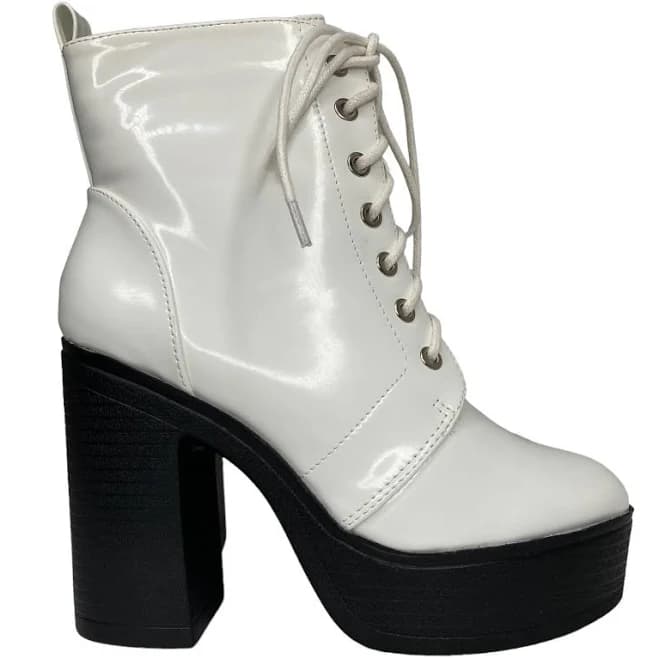 allegra k Platform Chunky High Heel Lace Up Combat Boots