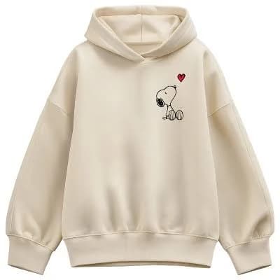 Peanuts Mini Valentine Snoopy Heart Oversized Fleece Hoodie Sweatshirt