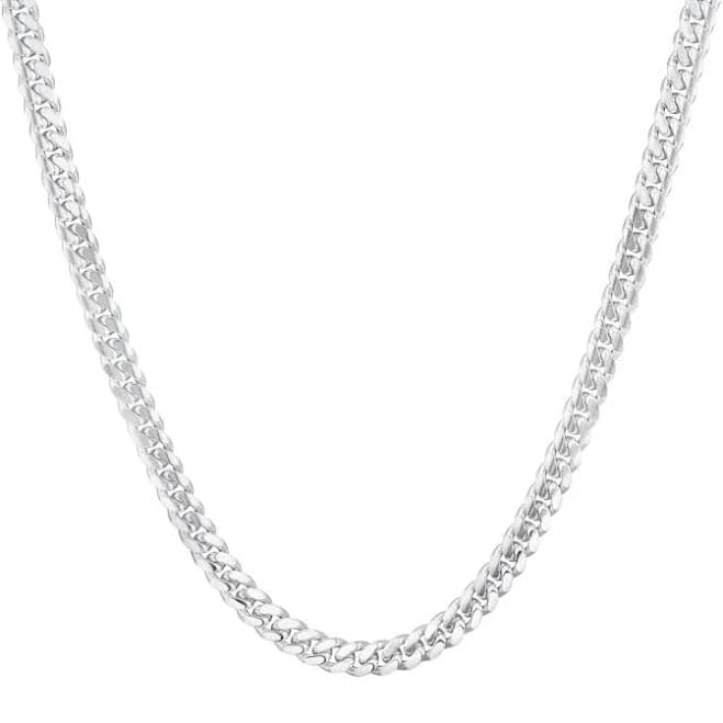 Sterling Silver Cuban Link Chain Necklace, 22 Inches