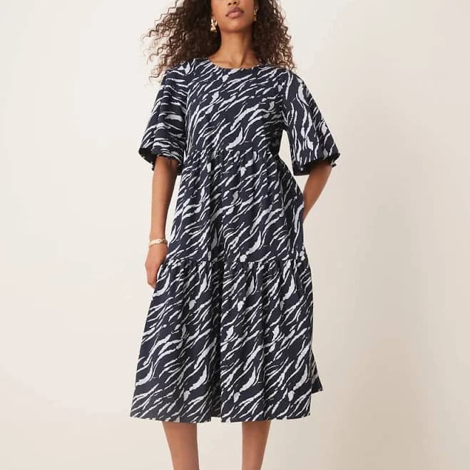 JDY Tiered Zebra Print Midi Dress
