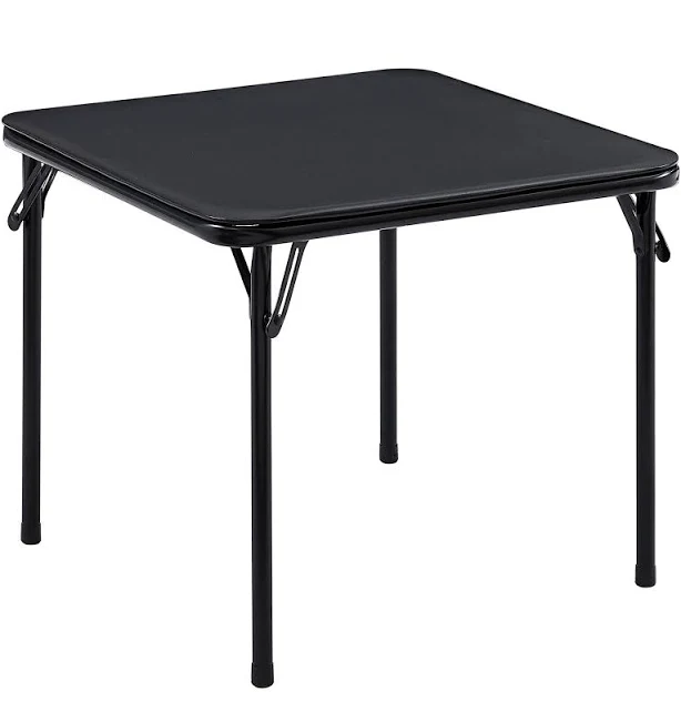 34'' Folding Table with Black PU Padded Tabletop, Portable Multifunctional for Indoor/Outdoor, Home, Parties, Picnics, and Games, 1 Piece