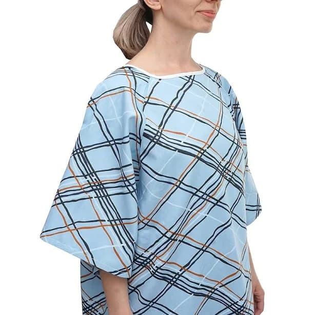 Hospital Patient Gowns Robe - Blue Abstract Print - Small to 2XL - 1