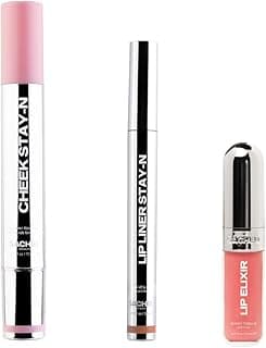 Doll Face Bundle — High Pigment, Buildable, Long Lasting Luminous Glow in a Lightweight, Dewy Finish — Includes Lip Liner, Lip Elixir, & Cheek STAY-N