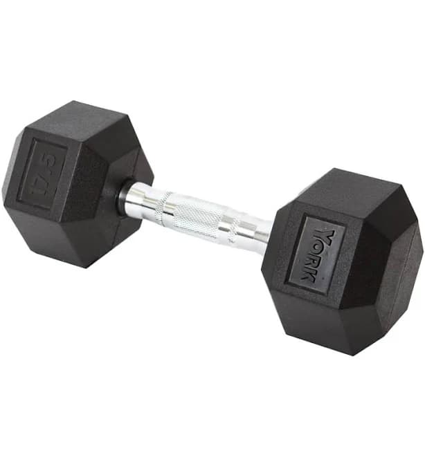 York 25kg Rubber Hex Dumbbell