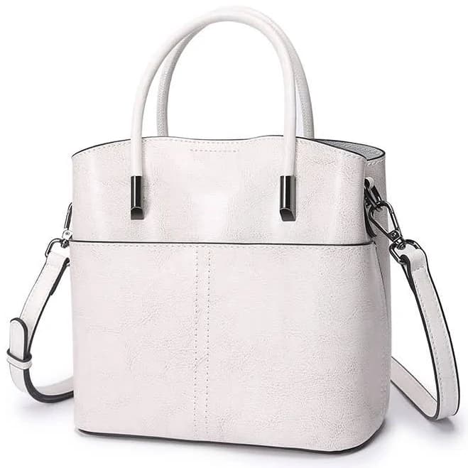 Leather Top Handle Bucket Bag