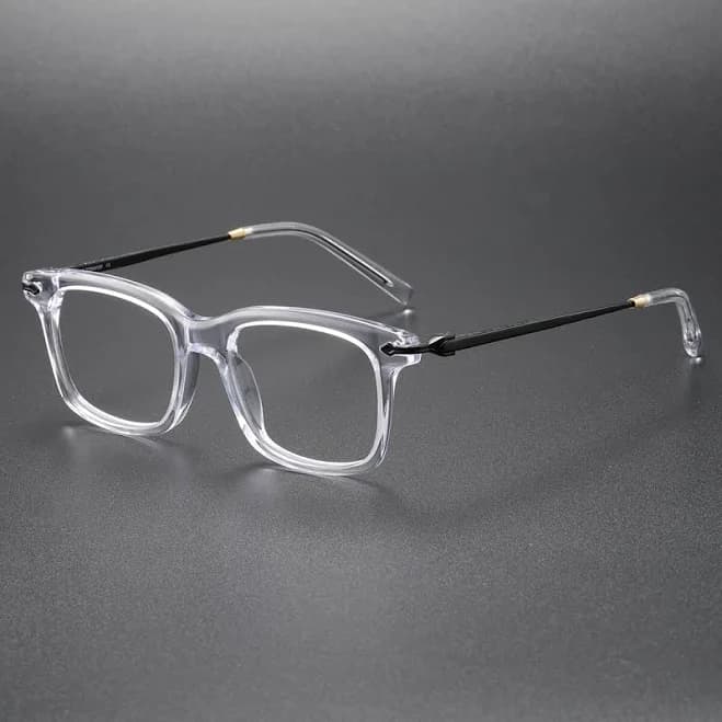 Clear Frame Glasses with Black Titanium Arms - LE0152 Square Design