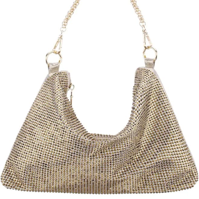 Nina Crystal Embellished Soho Zipper Hobo Bag
