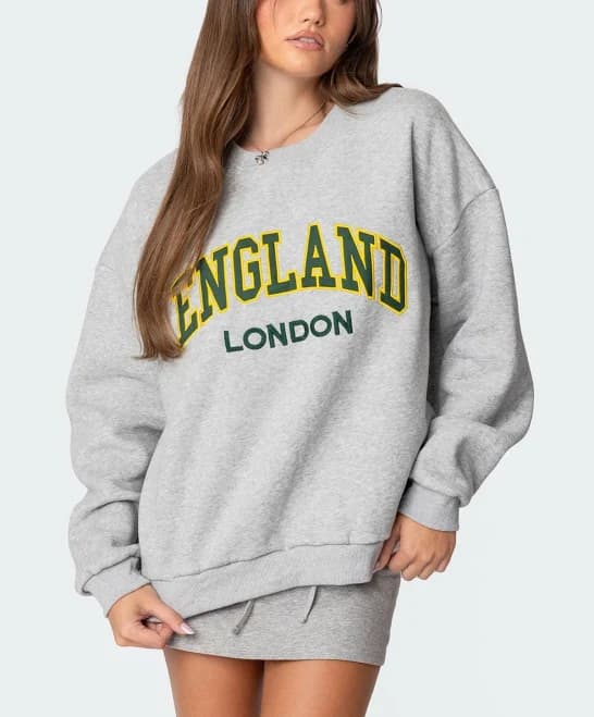 Edikted Women's England Embroidered Fleece Sweatshirt