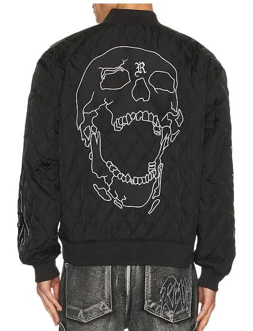 Revenge Skull Quilted Bomber Jacket