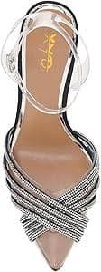 Amazon.com | XYD Women Clear Pointed Toe Sandals Crystal Shimmering Rhinestones Stiletto High Heels Transparent Ankle Strap Ladies Chic Evening Party Pumps Shoes (Size 4, Black) | Heeled Sandals
