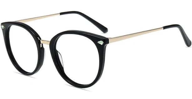 Firmoo Gold Black Round Prescription Glasses Metal Frame Judy20307