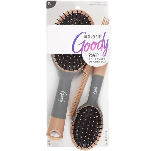 Goody Detangle It Oval Cushion Hair Brush and Comb Combo