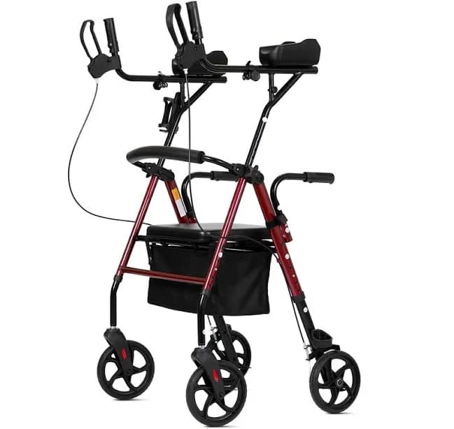 ELENKER MT-8151 Adjustable Upright Rollator Walker with Seat for Seniors