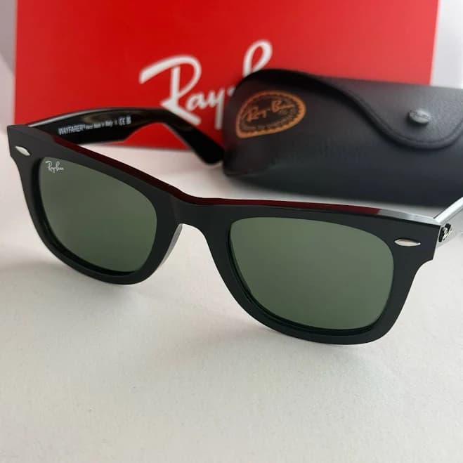 Ray-ban Rb2140 Original Wayfarer Classic Sunglasses Black Frame Green