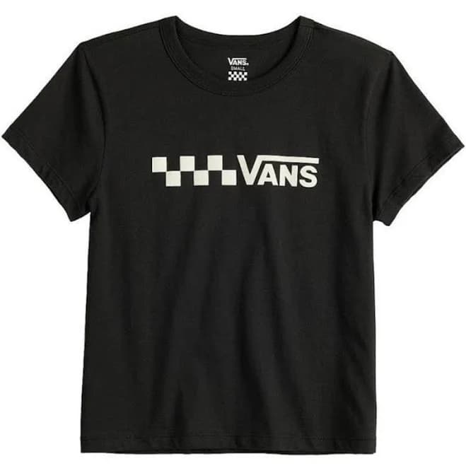 VANS New Juniors White Checkerboard Logo Tshirt (sz Large) - New Women | Color: White | Size: L