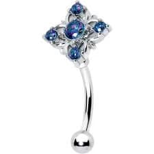 Body Candy 16g Curved Stainless Steel CZ Gem Eyebrow Ring