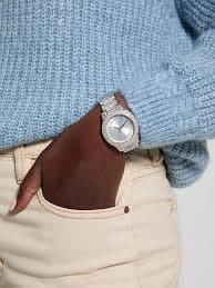 GUESS® Silver-Tone and Blue Analog Watch