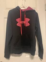 Women's Black Pink Under Armour Hoodie | Mercari