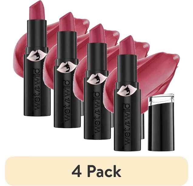 wet n wild (4 pack) Mega Last Matte Lip Color Long-Lasting Moisturizing Lipstick with Hyaluronic Acid 0.11 oz