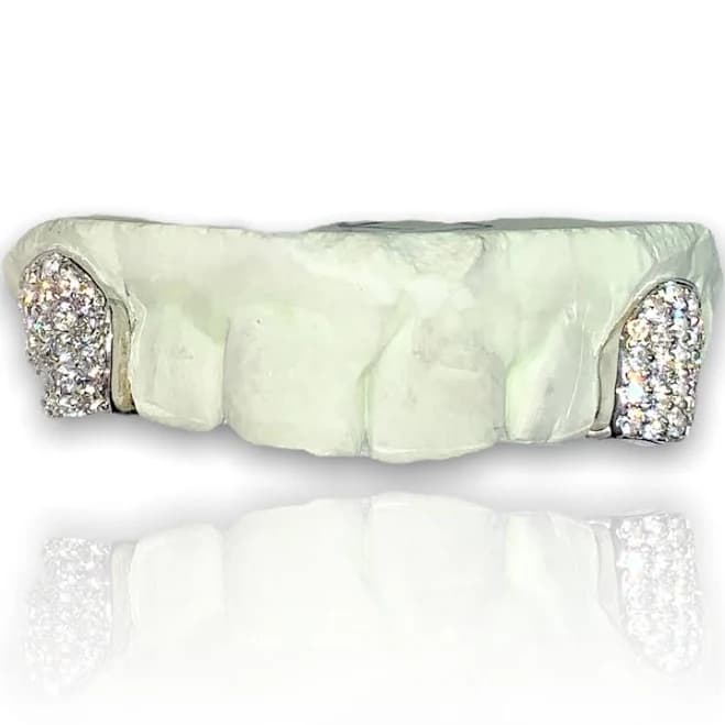 Custom Solid 10k Yellow/White Gold Bustdown Iced out Diamond Grillz 10k CZ