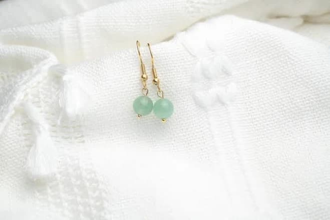 18K Gold Plated Green Aventurine Dangle Earrings