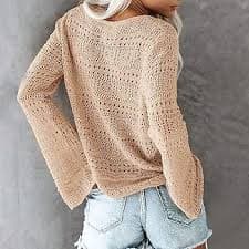 Amazon.com: Womens Chic Sexy Knit Shirts Boho Off Shoulder Sheer Crop Tops Bell Sleeve Flowy Oversized Crochet Ruched Sweaters Beige : Clothing, Shoes & Jewelry