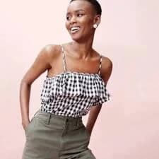 a new day Gingham Gingham Black‎ White Straps Cami XXL NWOT
