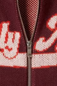 Women's Dark Red - Slightly Athletic Cropped Jacquard Zip Cardigan | H&M GB