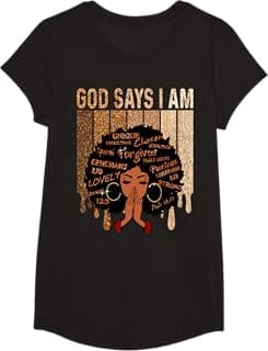 Womens Black Girl Queen God Says I Am Melanin History Month T-Shirt