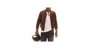 Mens Suede Jacket - David Vintage Brown Bomber Genuine Leather Biker Style Jackets For men Fashion at Amazon Men's Clothing store