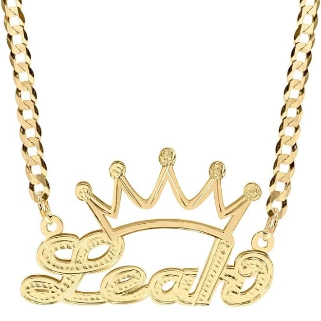 Double Nameplate Necklace with Crown "Leah chain