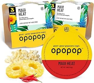 Opopop Microwave Popcorn - Pop Cups Maui Heat 6-Pack, Non-GMO Gourmet Popcorn Kernels & Popcorn Flavoring, Gluten Free Snacks, Easy to Make and No Mess