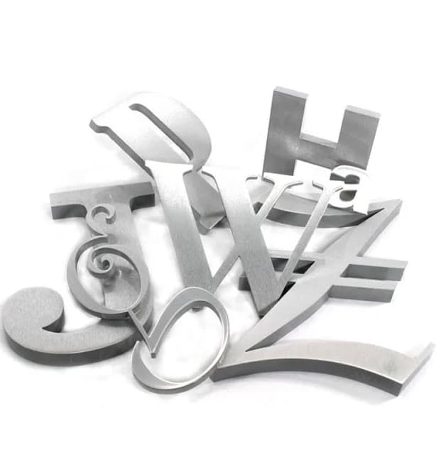 Natural Satin Aluminum Letters - Brushed Metal Letters Custom Made