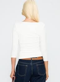 Desirae 3/4 Sleeve Top White | Princess Polly