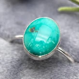925 Sterling Silver Minimalist Turquoise Stacking Ring