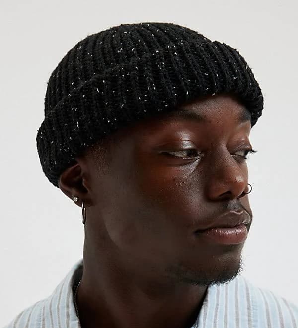 Marled Men's Wool-Blend Ribbed Knit Beanie