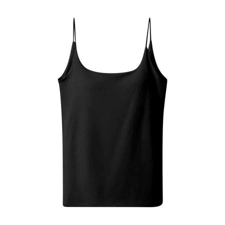 Women's Scoop Neck Spaghetti Strap Tank Top with Built-in Bra Support