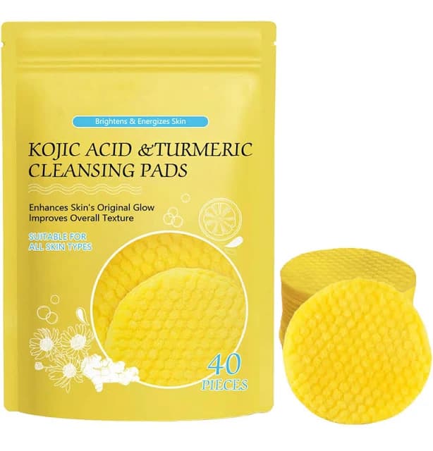 Turmeric Kojic Cleansing Pads Resurfacing Pads for Face & Body Turmeric Kojic Exfoliatings Cleansing Pads Balances Skin Oil And Water Fades Dark spots