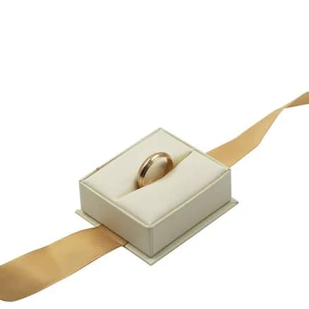 Ivory Pinstripe Elegant Ribbon Box with Cream Insert Ring