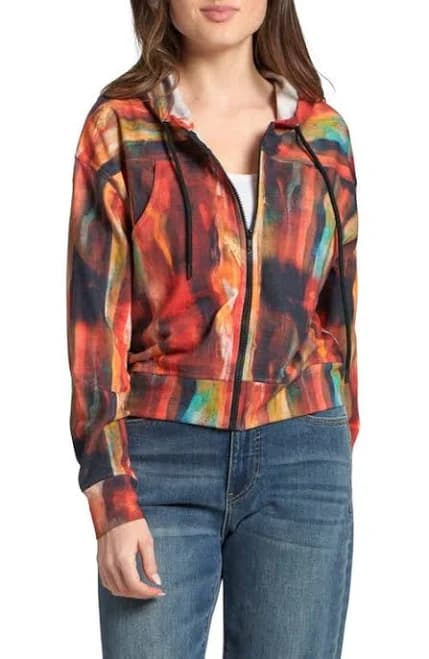 APNY Women's Abstract Print Cotton Hoodie