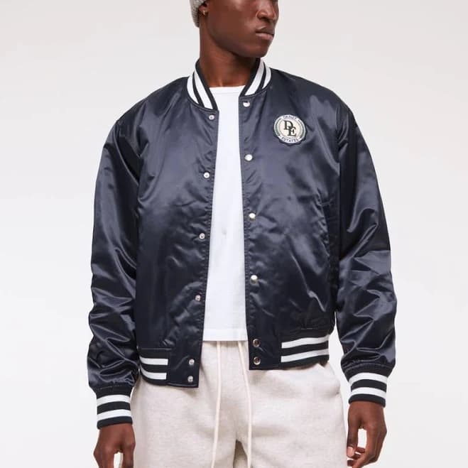 Abercrombie & Fitch Men's Vol. 28 Danzy Satin Varsity Bomber