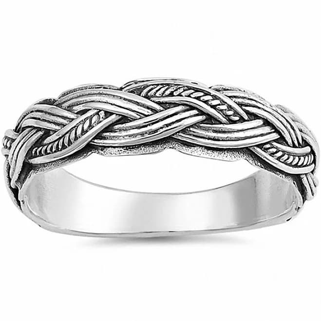 925 Sterling Silver Twisted Rope Band Ring