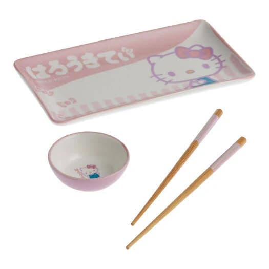 World Market Hello Kitty Pink Ceramic Sushi Set