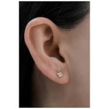 Natural Diamond Stud Earrings 14k Gold Stud Diamond Clover Earrings Gift For Her For Sale at 1stDibs