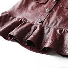 Amazon.com: Women 100% Sheepskin Lotus Leaf Swing Fishtail Burgundy Sexy Short Wrap Leather Mini Skirt Black S : Clothing, Shoes & Jewelry