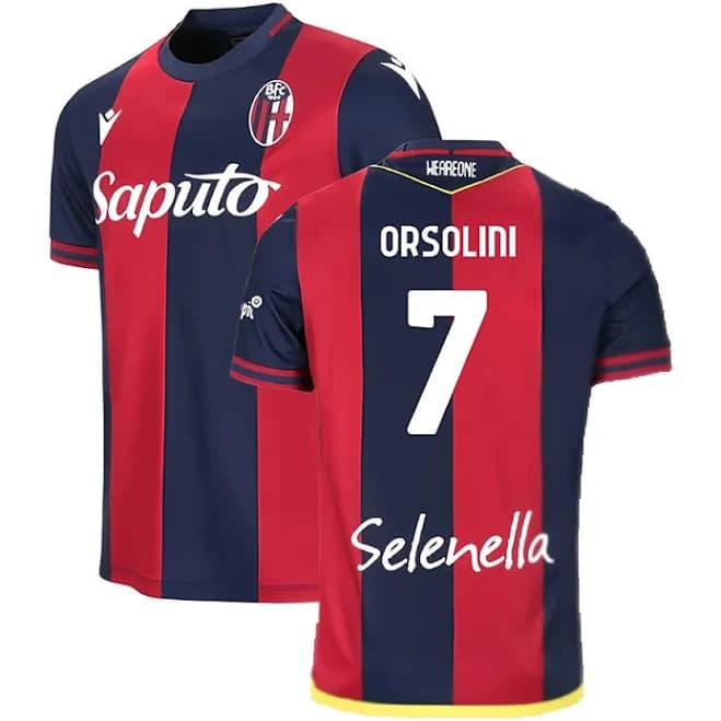'24-'25 Bologna Home Jersey (Kids) (Orsolini 7) Red Polyester Made By: Macron
