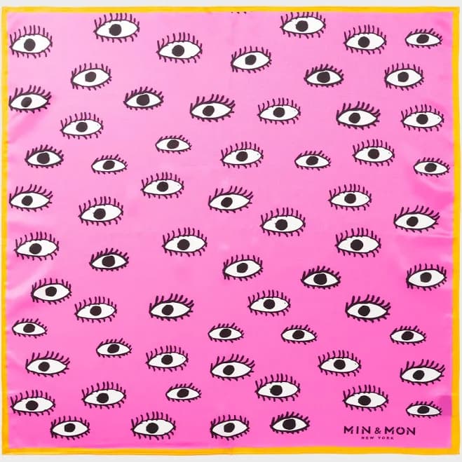 Min & Mon Silk Headscarf with All Over Eyes
