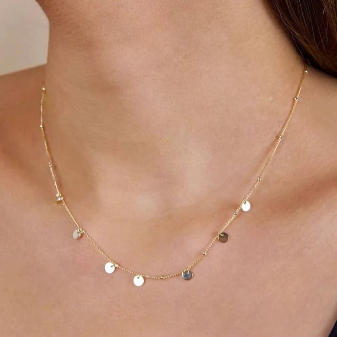 18K Gold Tiny Coin Necklace